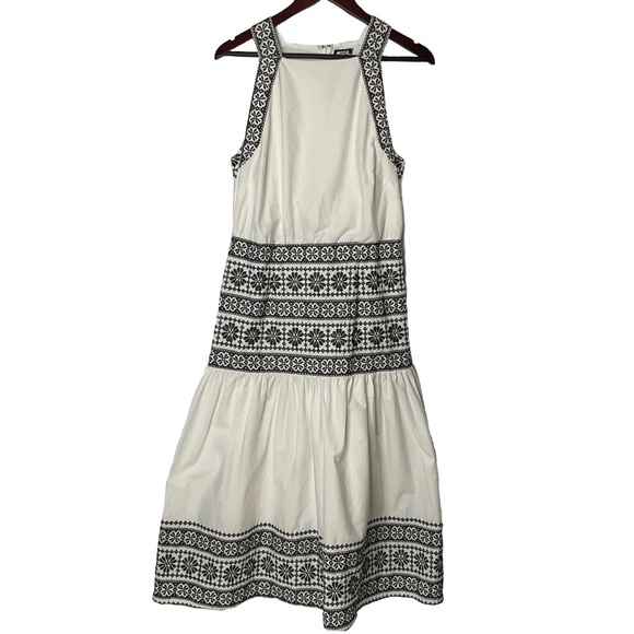 Ann Taylor Dresses & Skirts - Ann Taylor White Black Embroidered Halter Maxi Dress; Full Back Zipper Size 10.